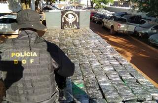 Policial retira tabletes de maconha de carroceria de caminhão (Foto: Divulgação)