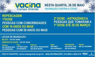 Tarde ter&aacute; repescagem e 2&ordf; dose da Astrazeneca 