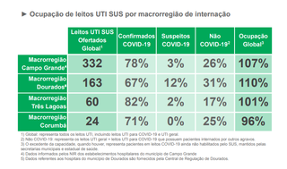 Situação dos leitos de UTI nas regiões do Estado (Foto: Reprodução/SES)