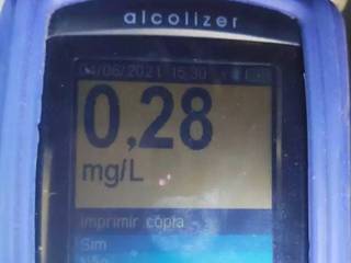 Imagem do etilômetro mostra quantidade de álcool no sangue do motorista (Foto: Divulgação/Detran)