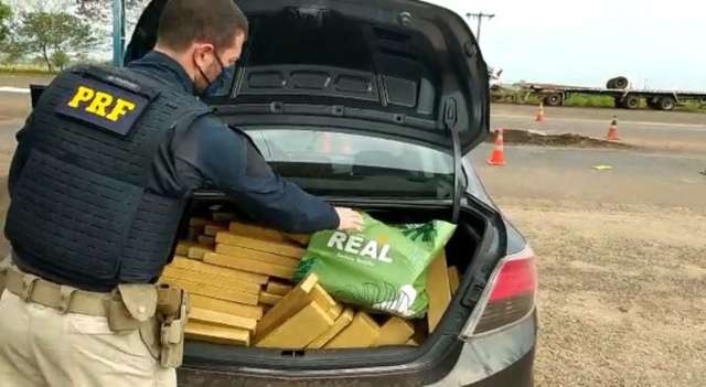 Ve&iacute;culo carregado com maconha &eacute; apreendido durante bloqueio da PRF na BR-376