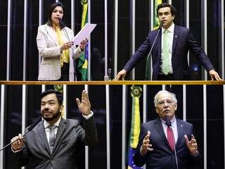 Em cima Bia Cavassa (PSDB), Beto Pereira (PSDB); em baixo Loester Trutis (PSL) e Luiz Ovando (PSL) votaram pela privatização da Eletrobras (Foto Montagem)