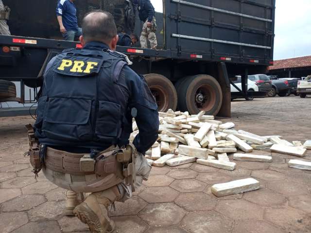 Motorista &eacute; preso com 591 quilos de maconha em fundo falso de caminh&atilde;o