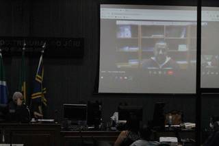 Julgamento de Diego, preso no Rio Grande do Sul, foi por videoconferência. (Foto: Marcos Maluf)