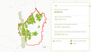 Ao todo, municíoio de Bonito abriga 39.981 hectares do bioma. (Fonte: Aqui tem Mata)