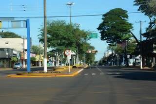 Avenida em Dourados. (Foto: Divulgação) 