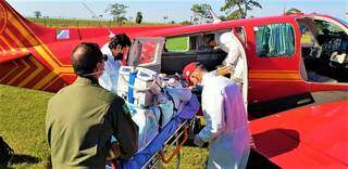 Avião do bombeiro leva paciente com covid-19 para Rondônia em 5 de junho. (Foto: Divulgação).