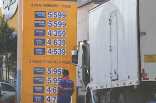 Preços de combustíveis em posto na Capital (Foto: Henrique Kawaminami/Arquivo)