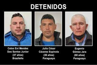 Os três presos ontem em operação contra o narcotráfico na fronteira (Foto: Reprodução/ABC Color)