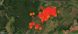 Imagem de satélite mostra áreas de focos de calor. (Foto: Divulgação | Fundação Neotrópica)