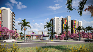 Imagem mostra projeção de como será portaria de residencial em Campo Grande. (Foto: Reprodução)