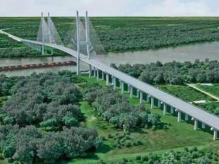 Projeto da ponte sobre o Rio Paraguai, que vai ligar o município paraguaio Carmelo Peralta e Porto Murtinho (Imagem: Divulgação/Governo MS)