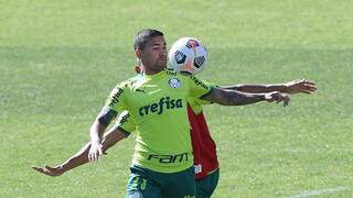 De volta ao Palmeiras, atacante Dudu domina a bola no peito em treino (Foto: Divulgação)