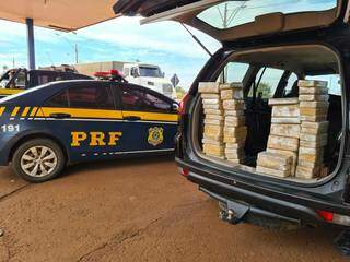 Tabletes de pasta base de cocaína apreendidos com traficante. (Foto: Divulgação | PRF)