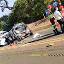 Motorista morre prensado em engavetamento envolvendo 5 veículos na rodovia