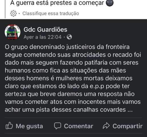 &ldquo;Guardi&otilde;es&rdquo; amea&ccedil;am &ldquo;justiceiros&rdquo;, e banho de sangue assusta a fronteira