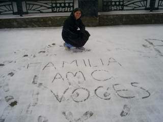 Na neve, Kelly escreveu &#34;Família amo vocês&#34;. (Foto: Arquivo Pessoal)