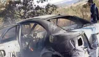 Veículo queimado, encontrado depois da execução. (Foto: Ponta Porã News)