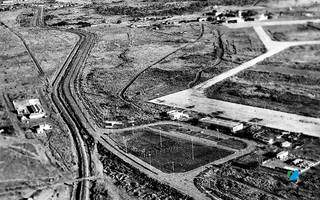 Imagem aérea do Aeroporto Internacional de Campo Grande, em 1969. (Foto: Roberto Higa)