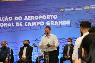 Ministro da Infraestrutura, Tarcísio Gomes de Freitas, durante evento, em Campo Grande. (Foto: Paulo Francis)