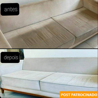 Limpeza de estofados feita pela Clean Fácil mostra a diferença entre limpo e sujo. (Foto: Reprodução Redes Sociais)