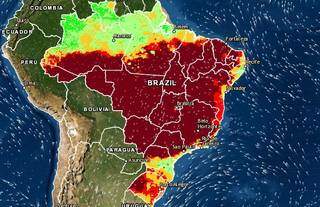No mapa de hoje, a massa de ar seco sobre o País. (Foto: Reprodução)