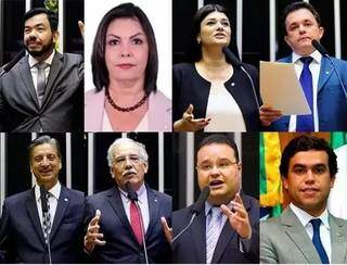 Na imagem, os oito deputados federais que atuam em Brasília por Mato Grosso do Sul. (Fotos: Divulgação/Arquivo)