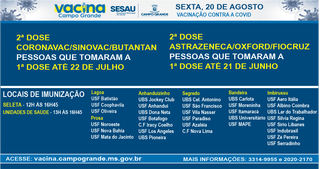 Seleta e unidades de sa&uacute;de aplicam vacina contra covid hoje, na Capital