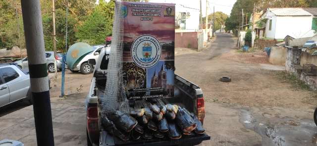 Pescador profissional &eacute; flagrado com tarrafa proibida e 134 quilos de pescado 