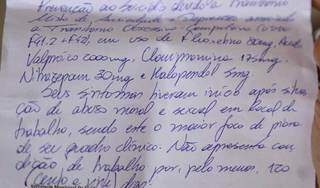 Trecho de laudo médico de mulher que chegou a ser afastada do trabalho. (Foto: Paulo Francis)