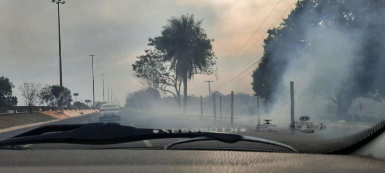Fumaça atrapalha visão de motoristas que passarem pela Avenida (Foto: Geniffer Rafaela)