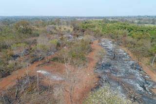 Área incendiada pelo infrator de 73 anos. (Foto: Divulgação/PMA)