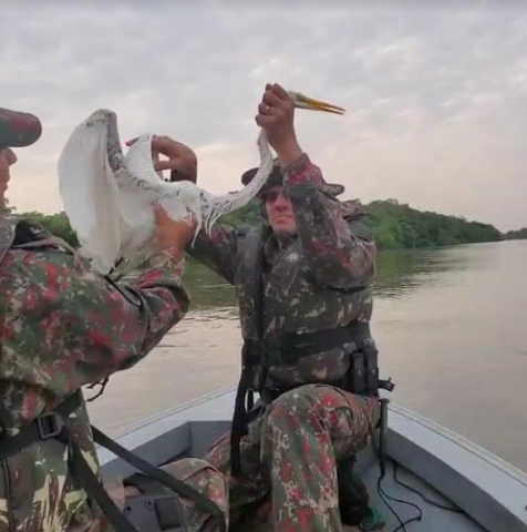 Mais uma: policiais resgatam gar&ccedil;a presa a anzol no Rio Taquari 