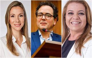 Rachel, Bitto Pereira e Giselle estão na disputa pela presidência da OAB-MS. (Montagem: Reprodução/Facebook)