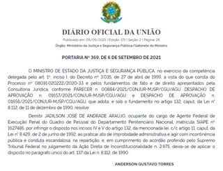 Agente &eacute; demitido ap&oacute;s ass&eacute;dio sexual dentro do pres&iacute;dio federal