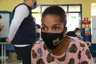 Oslaine Aparecida, de 24 anos, na ação da Funsat Itinerante hoje (Foto: Kísie Ainoã)