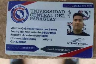 Credencial de Weslley Neres dos Santos como estudante de medicina. (Foto: Divulgação)