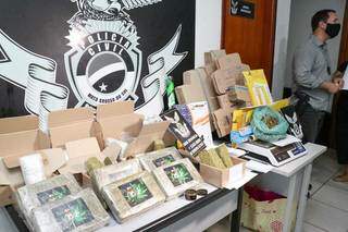 Caixas com drogas foram apreendidas pelos policiais da Denar. (Foto: Henrique Kawaminami)