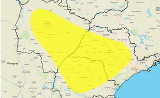 O alerta vale para as cidades que estão marcadas de amarelo. (Foto: Divulgação/Inmet)&nbsp;