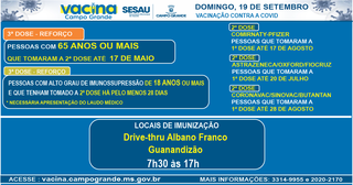 S&oacute; 2 locais vacinam contra covid no domingo