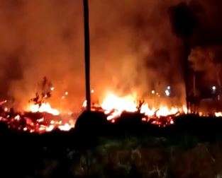Fogo devasta extensa área de vegetação ao lado de condomínio no Tijuca 