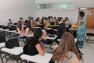 Alunos em sala de aula da unidade do IFMS, em Corumbá. (Foto: Divulgação/IFMS) 