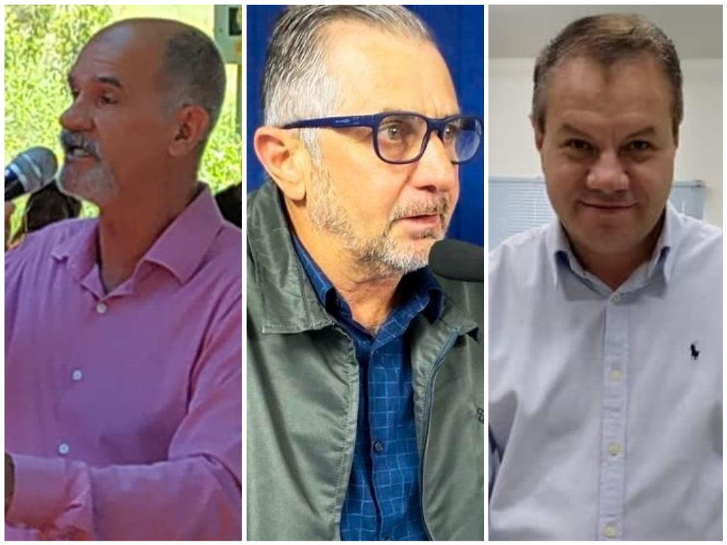 Na ordem, Adélio Cilírio (PT), Alfredo Soares (PSDB) e Donizete Viaro (MDB), candidatos a prefeito. | Montagem: Reprodução/Facebook