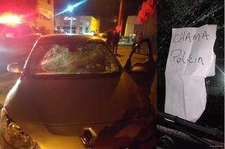 Morador quebrou carro e ainda deixou bilhete. (Foto: Rio Pardo News)