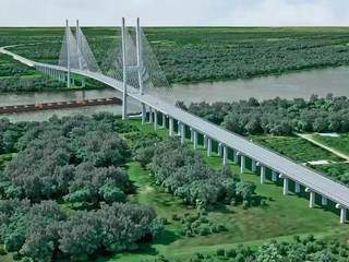 Projeto da ponte sobre o Rio Paraguai, que vai ligar o município paraguaio Carmelo Peralta a Porto Murtinho (Imagem: Divulgação/GovMS)