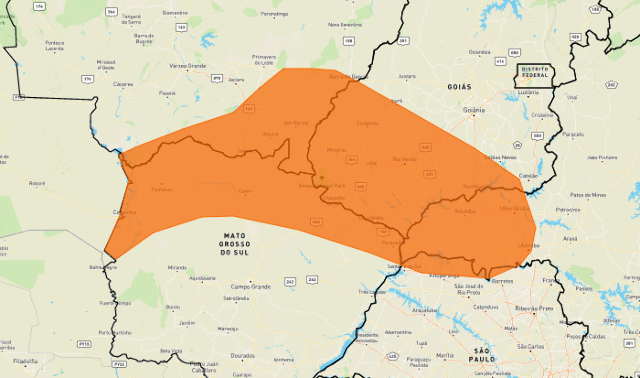 Inmet refor&ccedil;a alerta de tempestade e chuvas fortes para 19 cidades