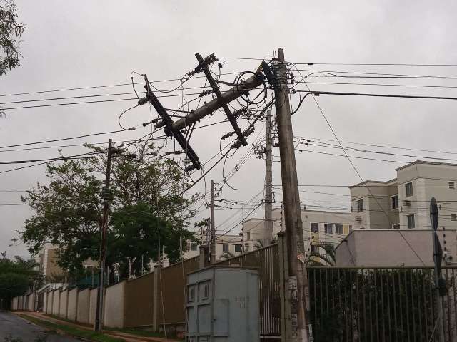 &Aacute;rvore cai sobre fia&ccedil;&atilde;o e quebra poste no Bairro Pioneiros