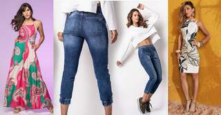 Também tem calça jeans por RF$ 69,90, além de muitos modelos de vestidos. (Foto: Divulgação)