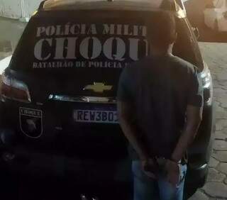 Josimar após preso pelo Choque, em Corumbá. (Foto: Divulgação / Batalhão de Choque)