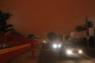 Tempestade de areia fez tarde virar noite em Campo Grande. Na imagem, o bairro Tijuca. (Foto: Arquivo)